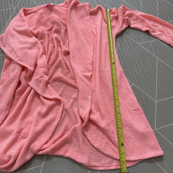 Lilly Pulitzer Martha Draped Cardigan L Coral Pink Open Front Shawl Collar - Picture 7 of 7
